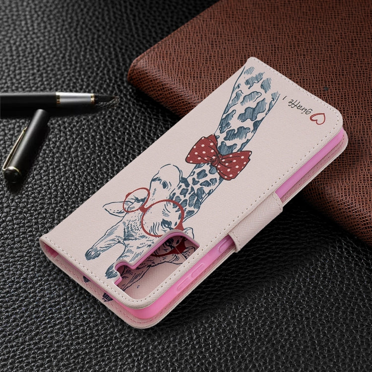 For Samsung Galaxy S21+ 5G Colored Drawing Pattern Horizontal Flip Leather Case with Holder & Card Slots & Wallet(Deer) by buy2fix