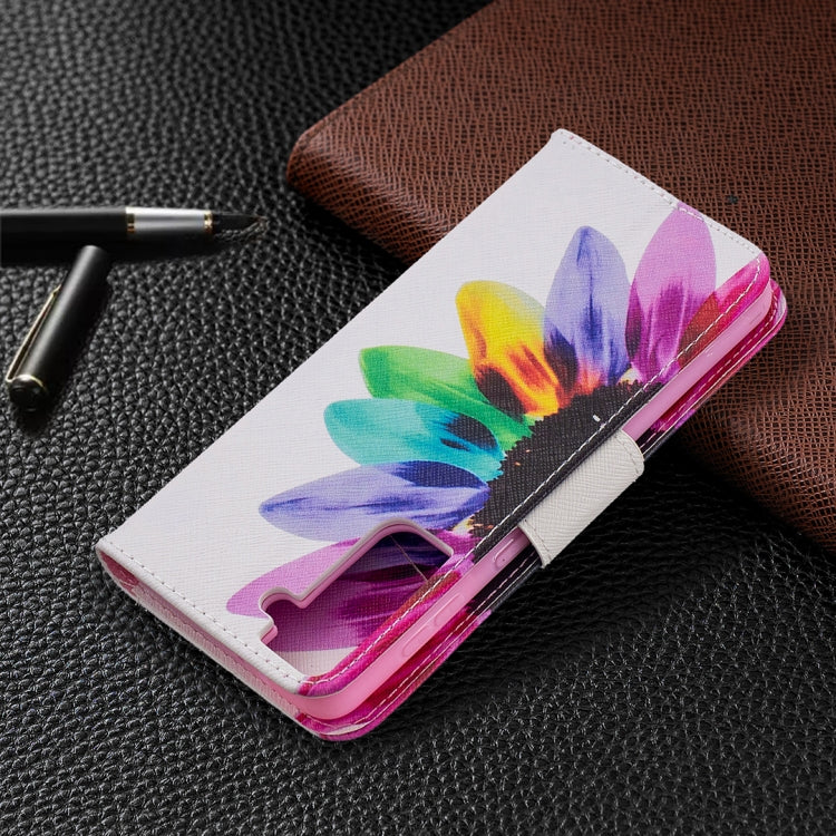 For Samsung Galaxy S21+ 5G Colored Drawing Pattern Horizontal Flip Leather Case with Holder & Card Slots & Wallet(Sun Flower) by buy2fix