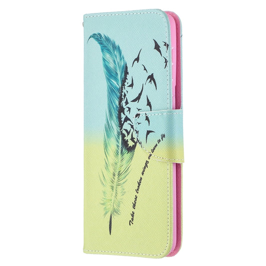 For Samsung Galaxy S21+ 5G Colored Drawing Pattern Horizontal Flip Leather Case with Holder & Card Slots & Wallet(Feather) by buy2fix