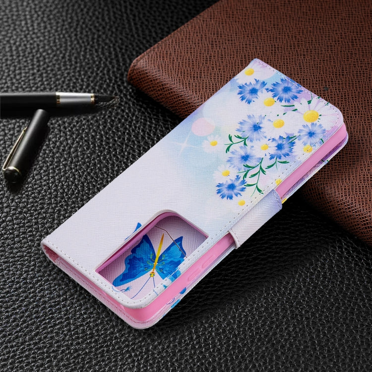 For Samsung Galaxy S21 Ultra 5G Colored Drawing Pattern Horizontal Flip Leather Case with Holder & Card Slots & Wallet(Flower and Butterfly) by buy2fix