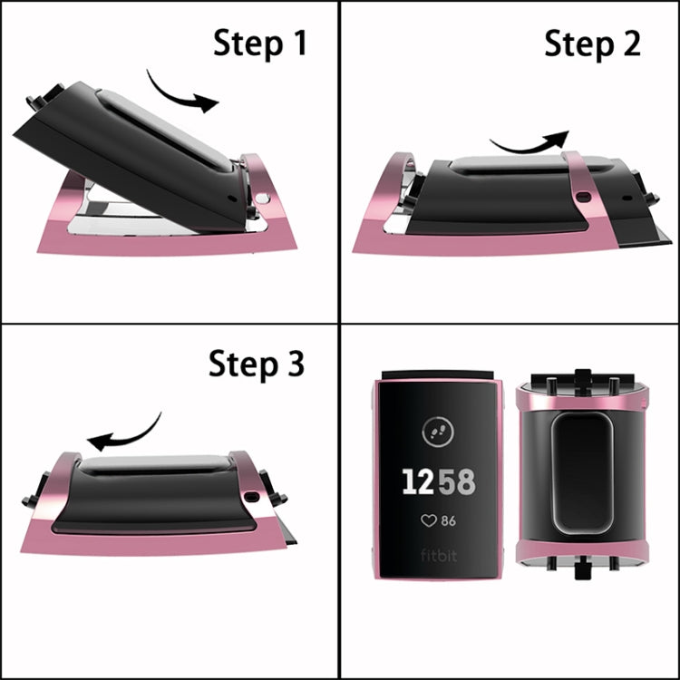 For Fitbit Charge 3 / 4 Full Coverage Plating TPU Watch Case(Pink) by buy2fix