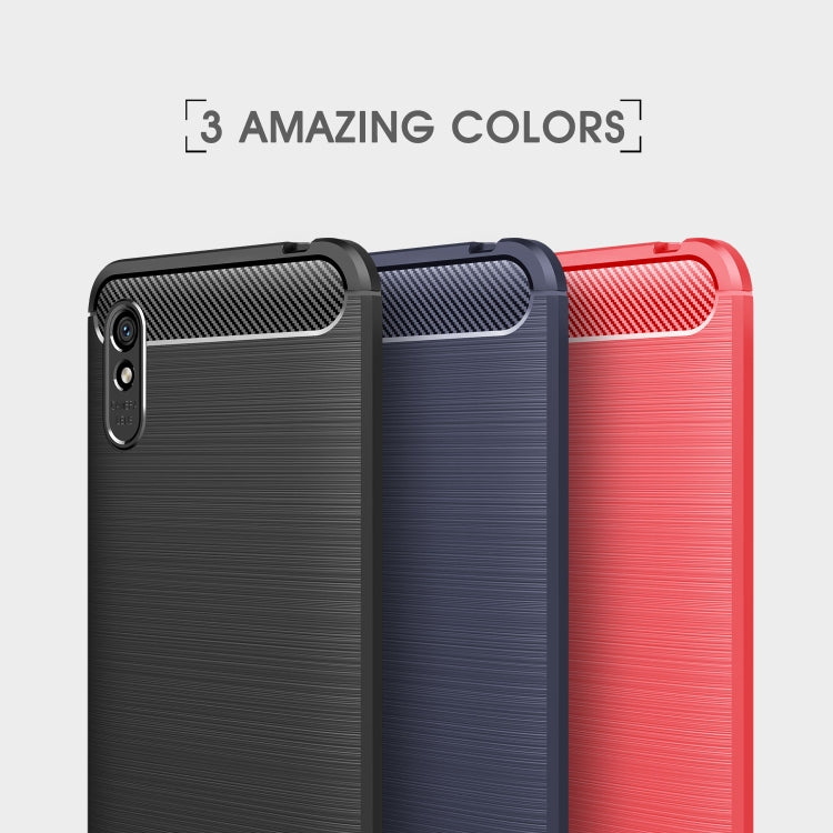 For Xiaomi Redmi 9A Brushed Texture Carbon Fiber TPU Case(Black) by buy2fix