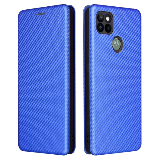 For Motorola Moto G9 Power Carbon Fiber Texture Horizontal Flip TPU + PC + PU Leather Case with Card Slot(Blue) by buy2fix