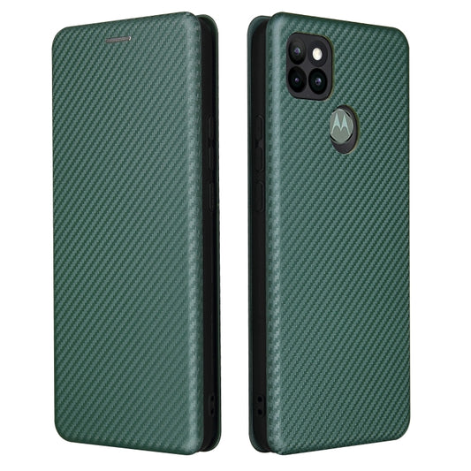 For Motorola Moto G9 Power Carbon Fiber Texture Horizontal Flip TPU + PC + PU Leather Case with Card Slot(Green) by buy2fix