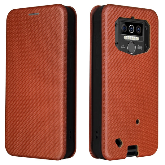For Oukitel WP5 / WP5 Pro Carbon Fiber Texture Horizontal Flip TPU + PC + PU Leather Case with Card Slot(Brown) by buy2fix