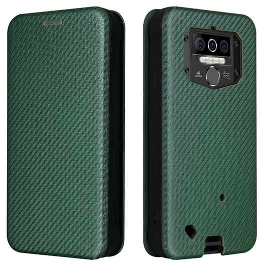 For Oukitel WP5 / WP5 Pro Carbon Fiber Texture Horizontal Flip TPU + PC + PU Leather Case with Card Slot(Green) by buy2fix