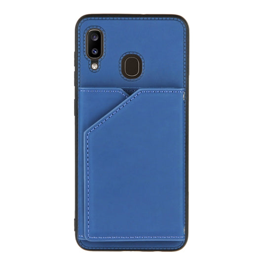 For Samsung Galaxy A20 & A30 Skin Feel PU + TPU + PC Back Cover Shockproof Case with Card Slots & Holder & Photo Frame(Royal Blue) by buy2fix