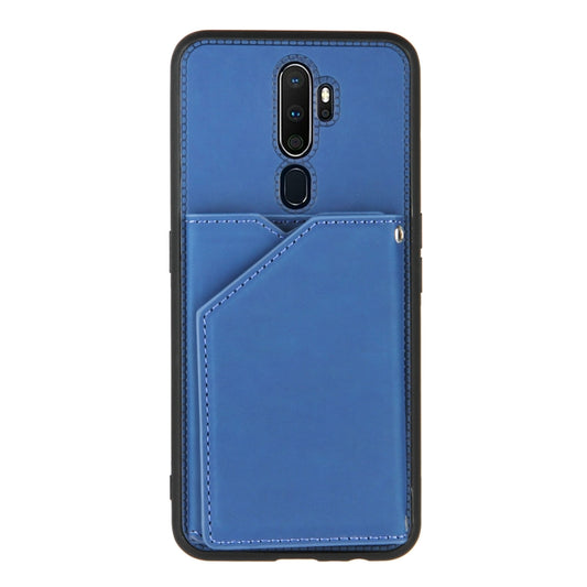 For OPPO A9 2020 Skin Feel PU + TPU + PC Back Cover Shockproof Case with Card Slots & Holder & Photo Frame(Royal Blue) by buy2fix