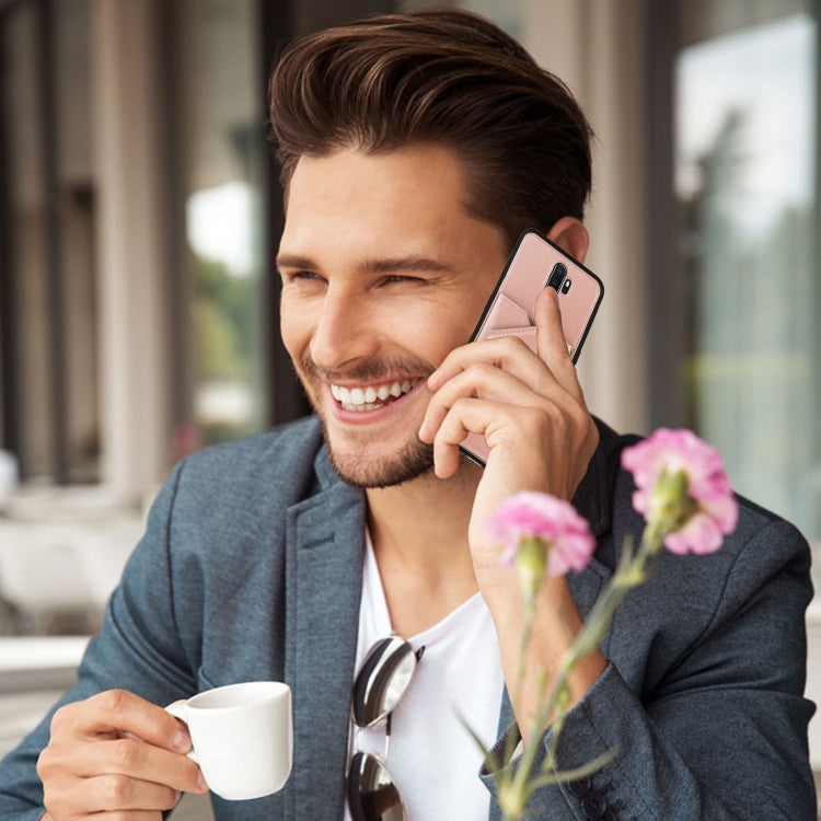 For OPPO A9 2020 Skin Feel PU + TPU + PC Back Cover Shockproof Case with Card Slots & Holder & Photo Frame(Rose Gold) by buy2fix