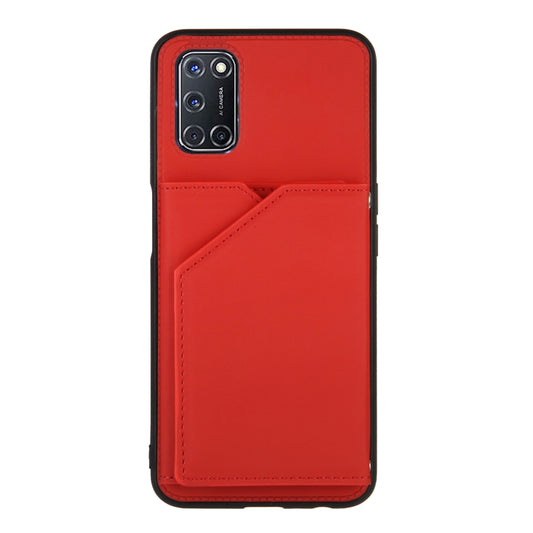 For OPPO A52 & A72 & A92 Skin Feel PU + TPU + PC Back Cover Shockproof Case with Card Slots & Holder & Photo Frame(Red) by buy2fix