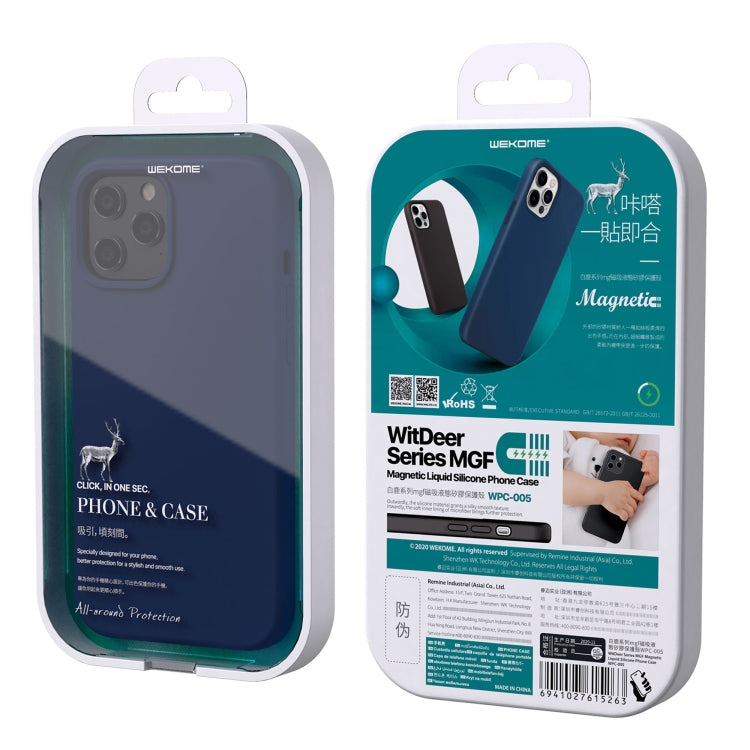 For iPhone 12 / 12 Pro WK WPC-005 iDeal Series Magnetic Liquid Silicone Full Coverage Shockproof Magsafe Case with Magsafe Charging Magnet(Blue) by WK