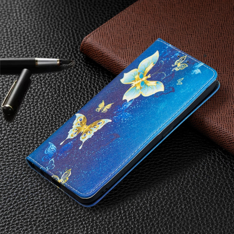For OPPO A5 (2020) Colored Drawing Pattern Invisible Magnetic Horizontal Flip PU Leather Case with Holder & Card Slots & Wallet(Gold Butterflies) by buy2fix