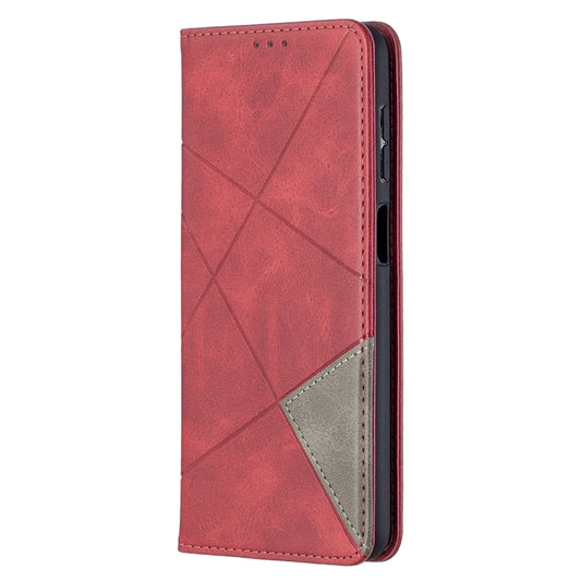 For Samsung Galaxy A12 Prismatic Invisible Magnetic Horizontal Flip Leather Case with Holder & Card Slots & Photo Frame(Red) by buy2fix