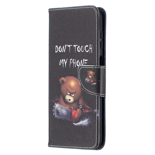 For Samsung Galaxy A12 Colored Drawing Pattern Horizontal Flip Leather Case with Holder & Card Slots & Wallet(Bear) by buy2fix