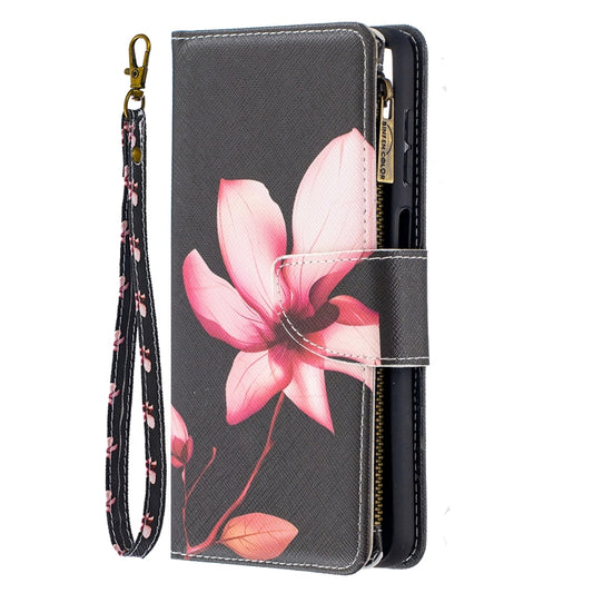 For Samsung Galaxy A12 Colored Drawing Pattern Zipper Horizontal Flip Leather Case with Holder & Card Slots & Wallet(Lotus) by buy2fix