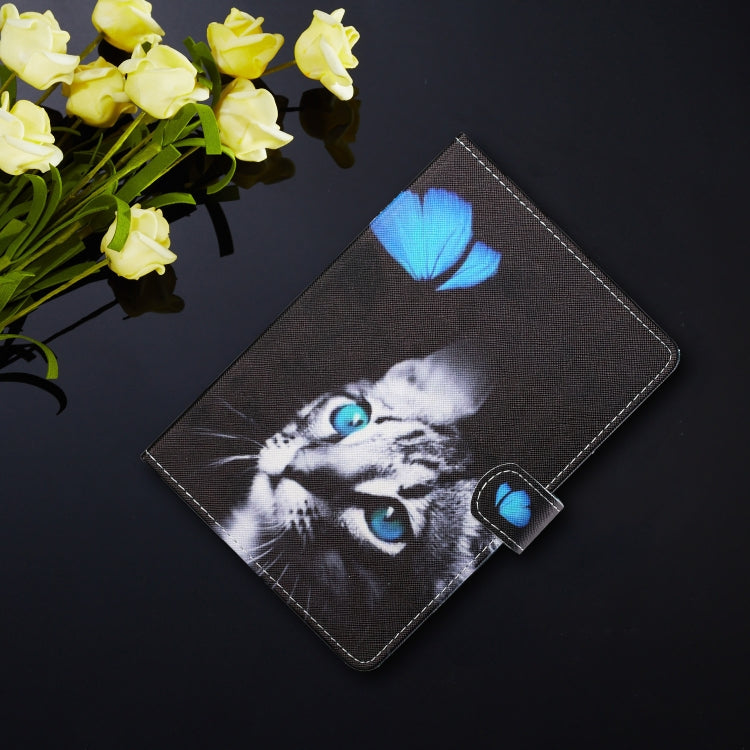For 10 inch Tablet PC Universal Colored Drawing Horizontal Flip Leather Case with Holder & Card Slots(Butterfly Cat) by buy2fix