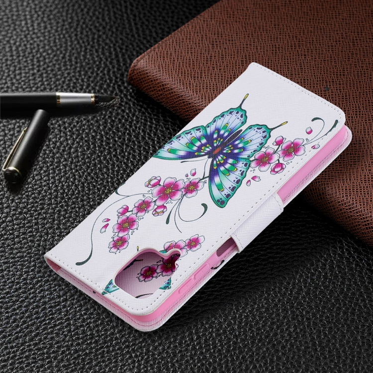 For Samsung Galaxy A12 Colored Drawing Pattern Horizontal Flip Leather Case with Holder & Card Slots & Wallet(Two Butterflies) by buy2fix