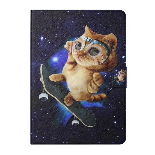 For Samsung Galaxy Tab A 10.1 T580/T585 (2016) Colored Drawing Horizontal Flip Leather Case with Holder & Card Slots & Sleep / Wake-up Function(Skateboard Cat) by buy2fix