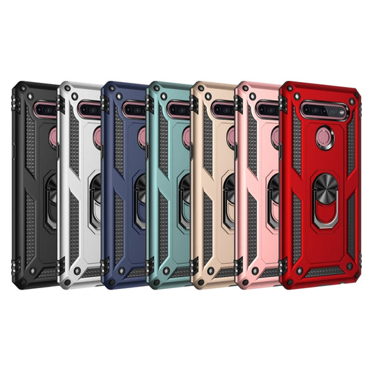 For LG K51S Shockproof TPU + PC Protective Case with 360 Degree Rotating Holder(Black) by buy2fix