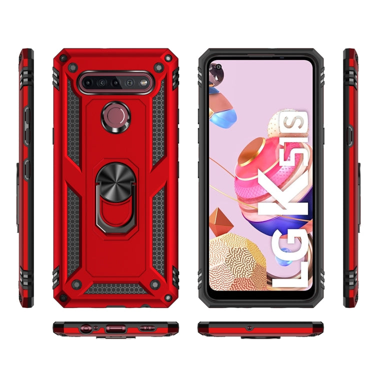 For LG K51S Shockproof TPU + PC Protective Case with 360 Degree Rotating Holder(Black) by buy2fix