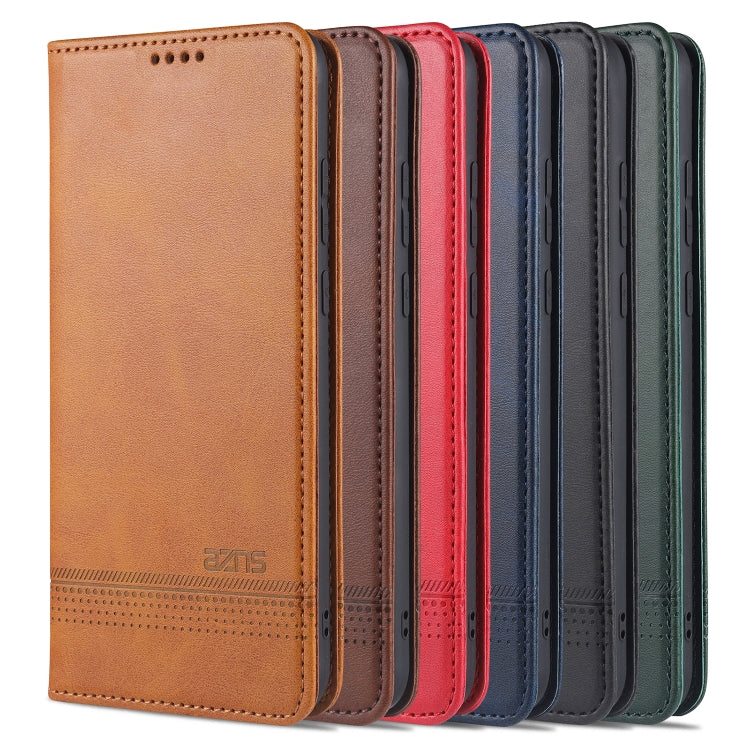 For OPPO A15 AZNS Magnetic Calf Texture Horizontal Flip Leather Case with Card Slots & Holder & Wallet(Dark Brown) by AZNS