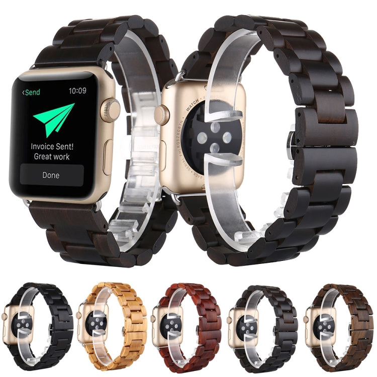 Wooden Watch Band For Apple Watch Series 7 45mm / 6 & SE & 5 & 4 44mm / 3 & 2 & 1 42mm(Dark Brown) by buy2fix