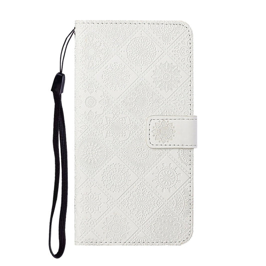For Xiaomi Mi 10 Lite 5G Ethnic Style Embossed Pattern Horizontal Flip Leather Case with Holder & Card Slots & Wallet & Lanyard(White) by buy2fix