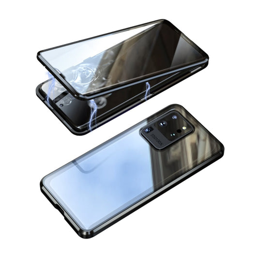 For Samsung Galaxy S20 Ultra Magnetic Metal Frame Double-sided Tempered Glass Case(Red) by buy2fix