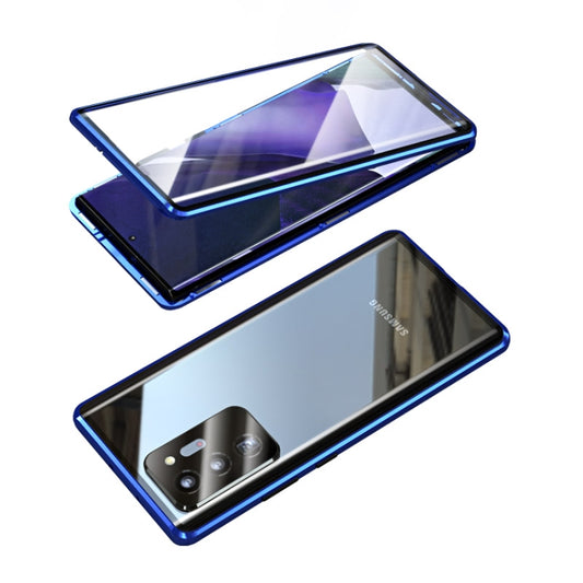 For Samsung Galaxy Note20 Ultra Magnetic Metal Frame Double-sided Tempered Glass Case(Blue) by buy2fix