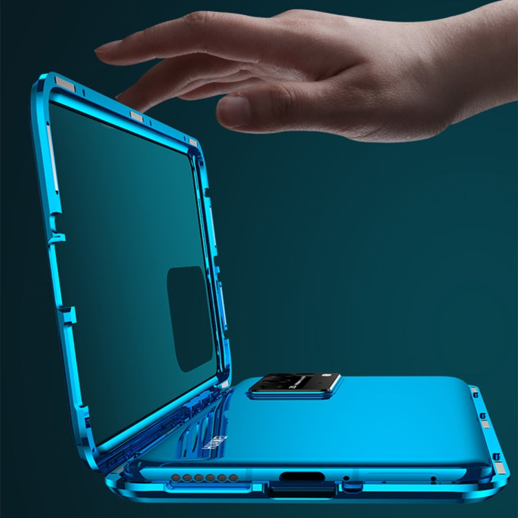 For Huawei P40 Pro Magnetic Metal Frame Double-sided Tempered Glass Case(Bright Black) by buy2fix