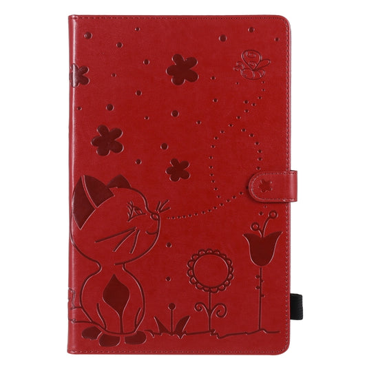 For Samsung Galaxy S6 Lite P610 Cat Bee Embossing Pattern Shockproof Table PC Protective Horizontal Flip Leather Case with Holder & Card Slots & Wallet & Pen Slot & Wake-up / Sleep Function(Red) by buy2fix