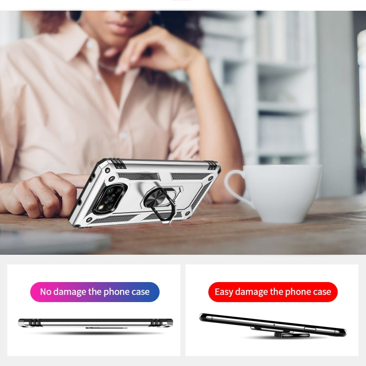 For Xiaomi Poco X3 NFC Shockproof TPU + PC Protective Case with 360 Degree Rotating Holder(Silver) by buy2fix