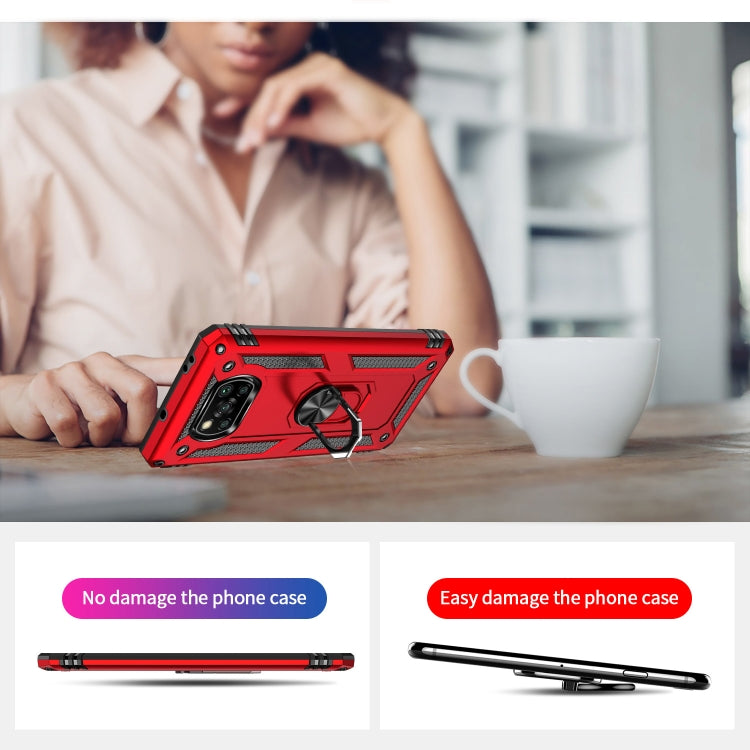 For Xiaomi Poco X3 NFC Shockproof TPU + PC Protective Case with 360 Degree Rotating Holder(Red) by buy2fix