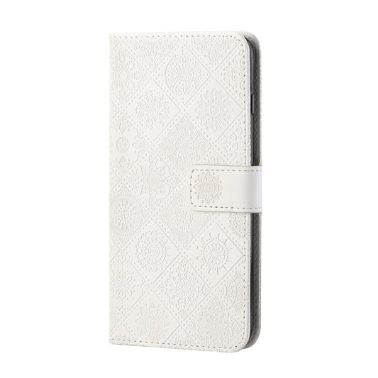 For OPPO Realme 5 Pro Ethnic Style Embossed Pattern Horizontal Flip Leather Case with Holder & Card Slots & Wallet & Lanyard(White) by buy2fix