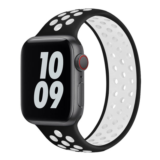 Elastic Silicone Watch Band For Apple Watch Series 7 45mm / 6 & SE & 5 & 4 44mm / 3 & 2 & 1 42mm, Length:150mm(Black White) by buy2fix