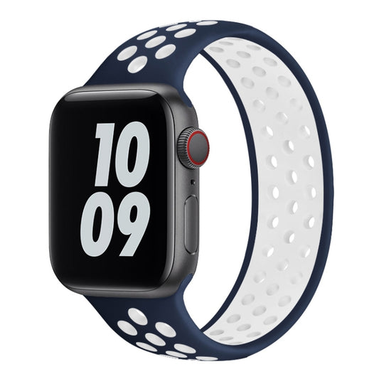 Elastic Silicone Watch Band For Apple Watch Series 7 45mm / 6 & SE & 5 & 4 44mm / 3 & 2 & 1 42mm, Length:150mm(Blue White) by buy2fix