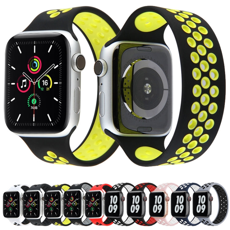 Elastic Silicone Watch Band For Apple Watch Series 9&8&7 41mm / SE 3&SE 2&6&SE&5&4 40mm / 3&2&1 38mm, Length: 160mm(Black) by buy2fix