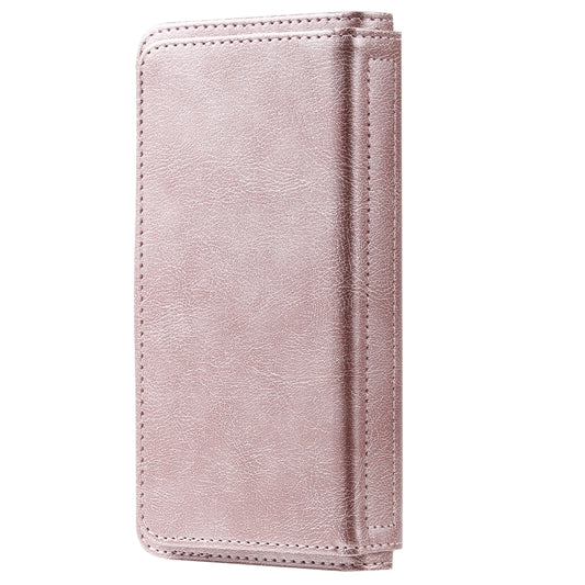For Motorola Moto G9 Plus Multifunctional Magnetic Copper Buckle Horizontal Flip Solid Color Leather Case with 10 Card Slots & Wallet & Holder & Photo Frame(Rose Gold) by buy2fix