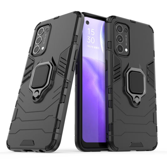 For OPPO Reno5 PC + TPU Shockproof Protective Case with Magnetic Ring Holder(Black) by buy2fix