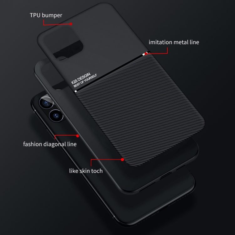 For iPhone 12 / 12 Pro Classic Tilt Strip Grain Magnetic Shockproof PC + TPU Case(Black) by buy2fix