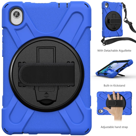 For Lenovo Tab M8 (2020) TB-8705F 8.0 inch Shockproof Colorful Silicone + PC Protective Case with Holder & Shoulder Strap & Hand Strap(Blue) by buy2fix