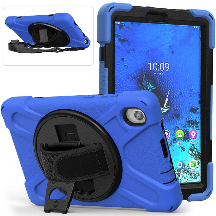 For Lenovo Tab M8 (2020) TB-8705F 8.0 inch Shockproof Colorful Silicone + PC Protective Case with Holder & Shoulder Strap & Hand Strap(Blue) by buy2fix