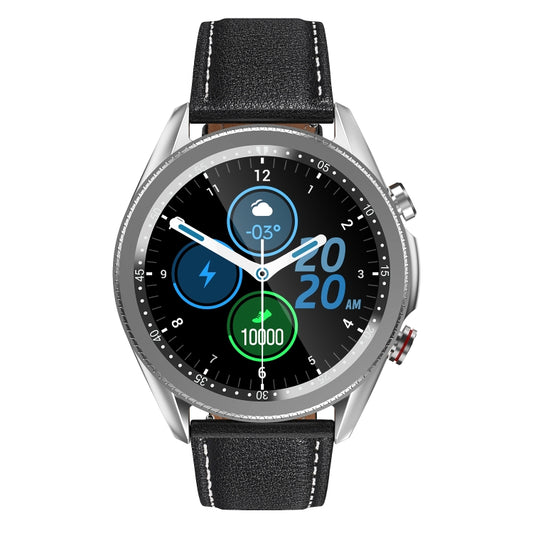 M98 1.28 inch IPS Color Screen IP67 Waterproof Smart Watch, Support Sleep Monitor / Heart Rate Monitor / Bluetooth Call, Style:Leather Strap(Silver) by buy2fix