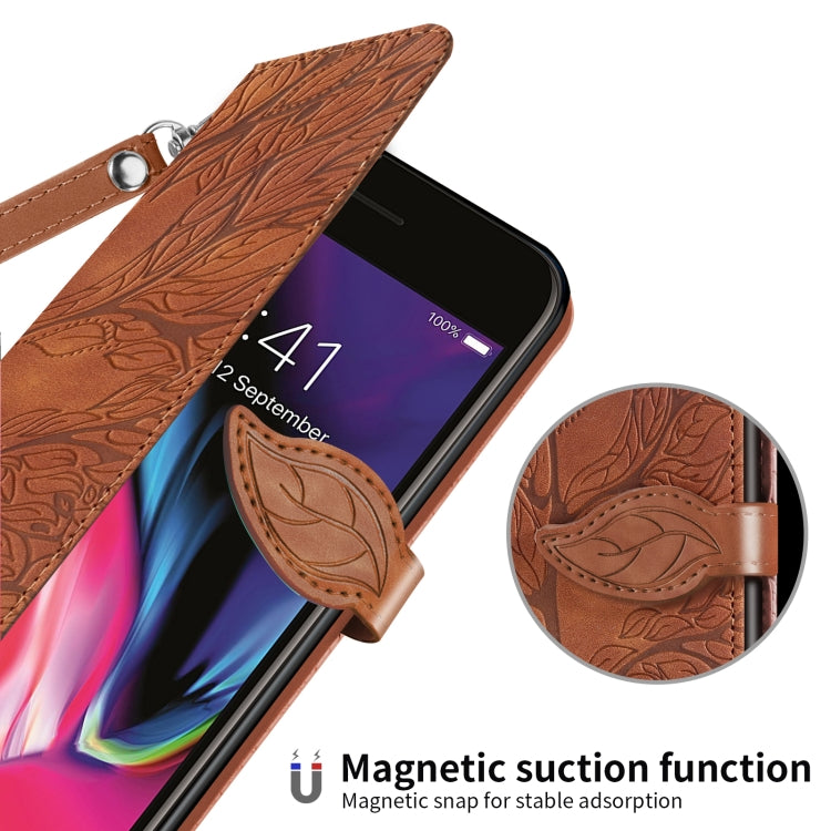 Life of Tree Embossing Pattern Horizontal Flip Leather Case with Holder & Card Slot & Wallet & Photo Frame & Lanyard For iPhone 8 Plus & 7 Plus(Brown) by buy2fix