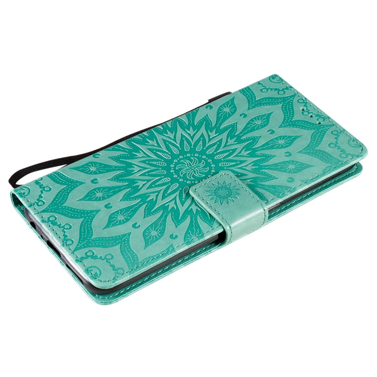 For OnePlus Nord N100 Sun Embossing Pattern Horizontal Flip Leather Case with Card Slot & Holder & Wallet & Lanyard(Green) by buy2fix