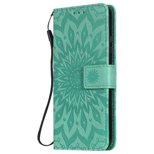 For LG K22 / K22 Plus Sun Embossing Pattern Horizontal Flip Leather Case with Card Slot & Holder & Wallet & Lanyard(Green) by buy2fix