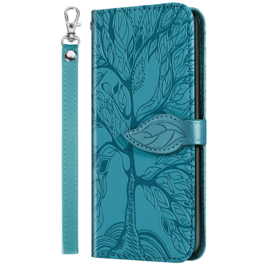 For Samsung Galaxy S20 Life of Tree Embossing Pattern Horizontal Flip Leather Case with Holder & Card Slot & Wallet & Photo Frame & Lanyard(Lake Blue) by buy2fix