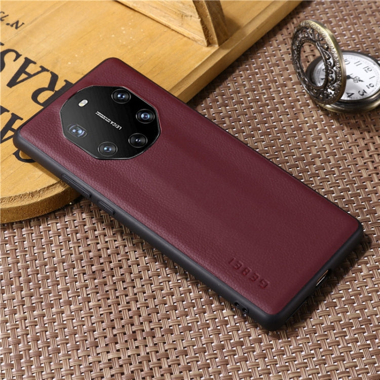 For Huawei Mate 40 RS GEBEI Full-coverage Shockproof Leather Protective Case(Wine Red) by GEBEI