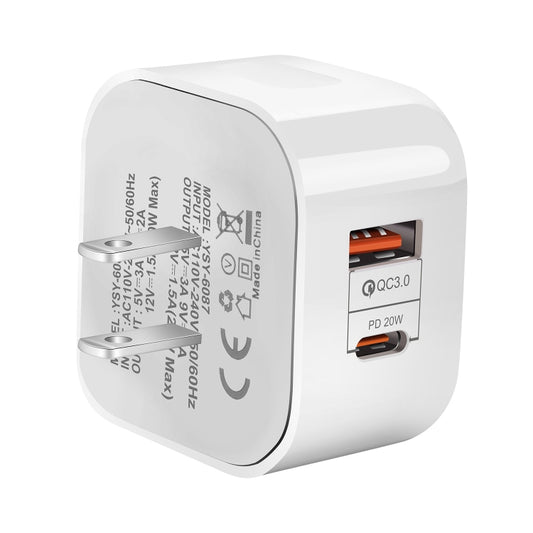 YSY-6087 20W PD + QC 3.0 Dual Ports Travel Charger Power Adapter, US Plug by buy2fix