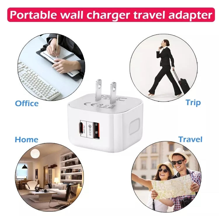 YSY-6087 20W PD + QC 3.0 Dual Ports Travel Charger Power Adapter, EU Plug by buy2fix